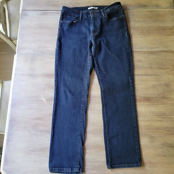 Levi’s Mid Rise Skinny Jeans Dark Wash Stretch Denim Women's Size 14S / 32 - Picture 1 of 10
